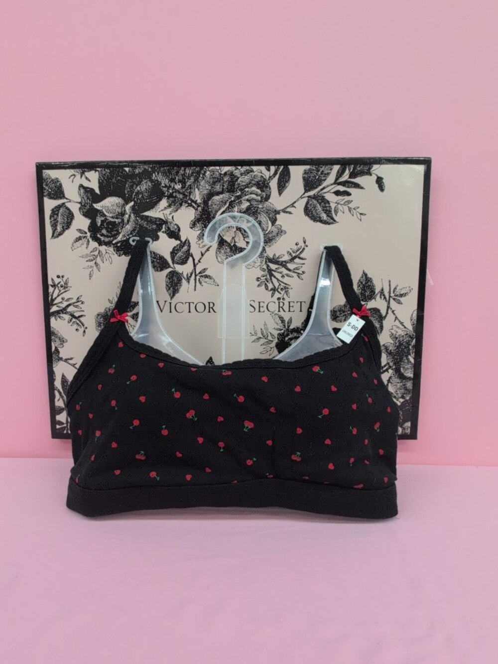 Victoria's Secret PINK Unlined Cotton Scoop Bralette Black Cherry S-DD NWT